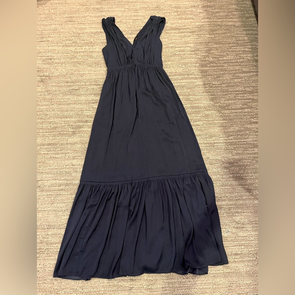 Kobi Halperin Blue Ruched Tiered Maxi Dress